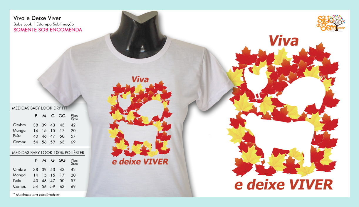 Camiseta com Desenho Vegano Viva e Deixe Viver