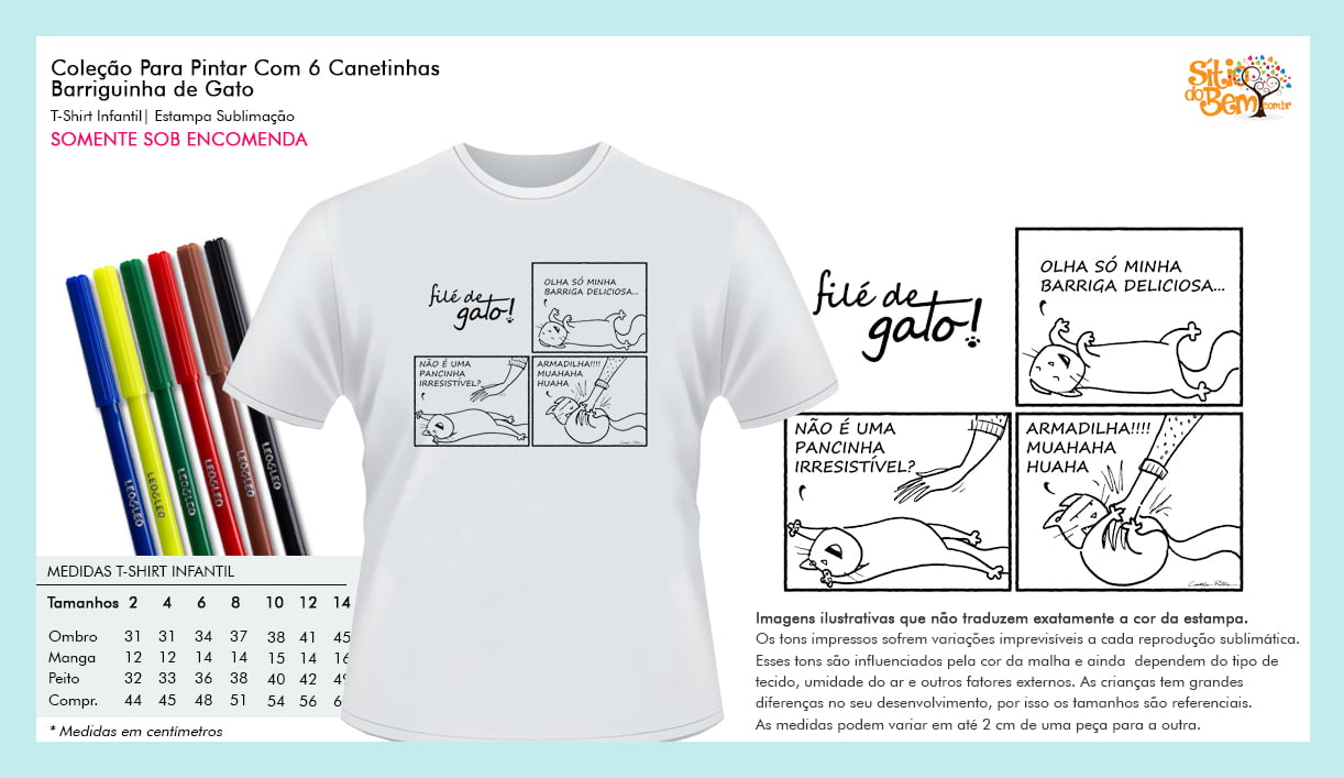 Camiseta Para Colorir Infantil