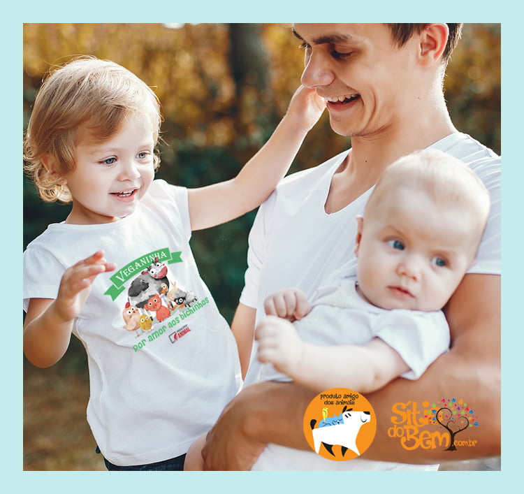 Camiseta Infantil Desenho Vegano | Veganinho por amor aos Bichinhos