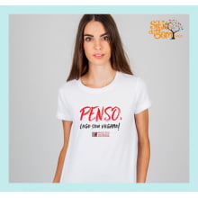 Camiseta Desenho Vegano | Penso, Logo sou Vegano Frase